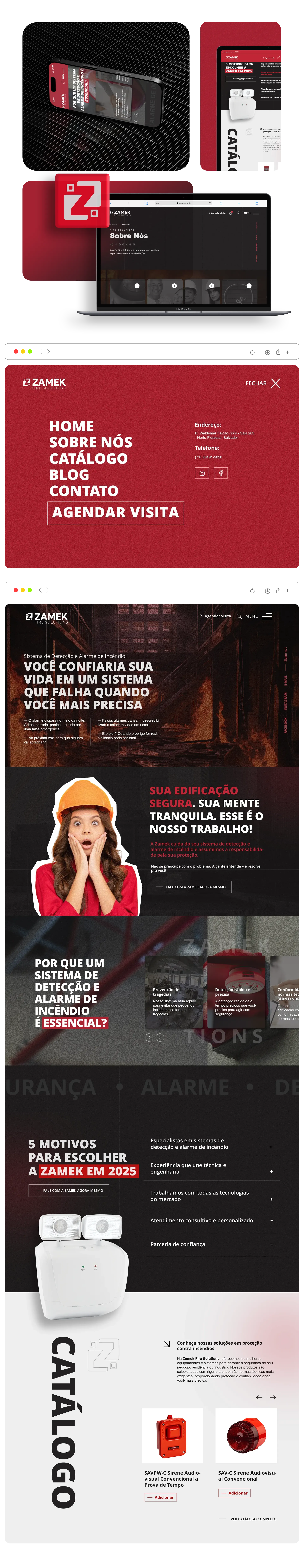 layout do projeto de Website da Zamek